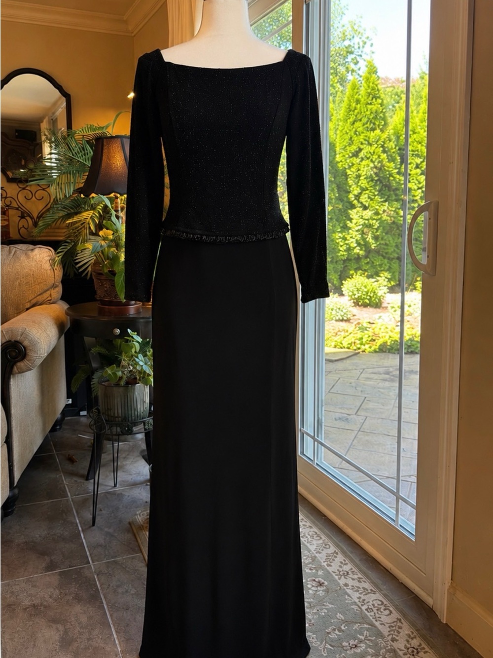 Vintage Scott McClintock Black Long Sleeve Evening Gown
